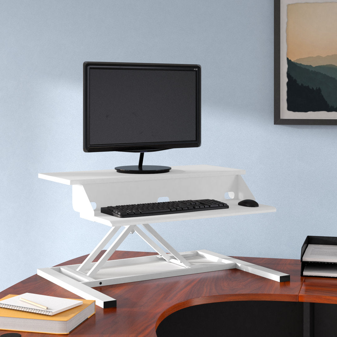 West Wick Height Adjustable Standing Desk Converter Symple Stuff Color (Top/Frame): White/White