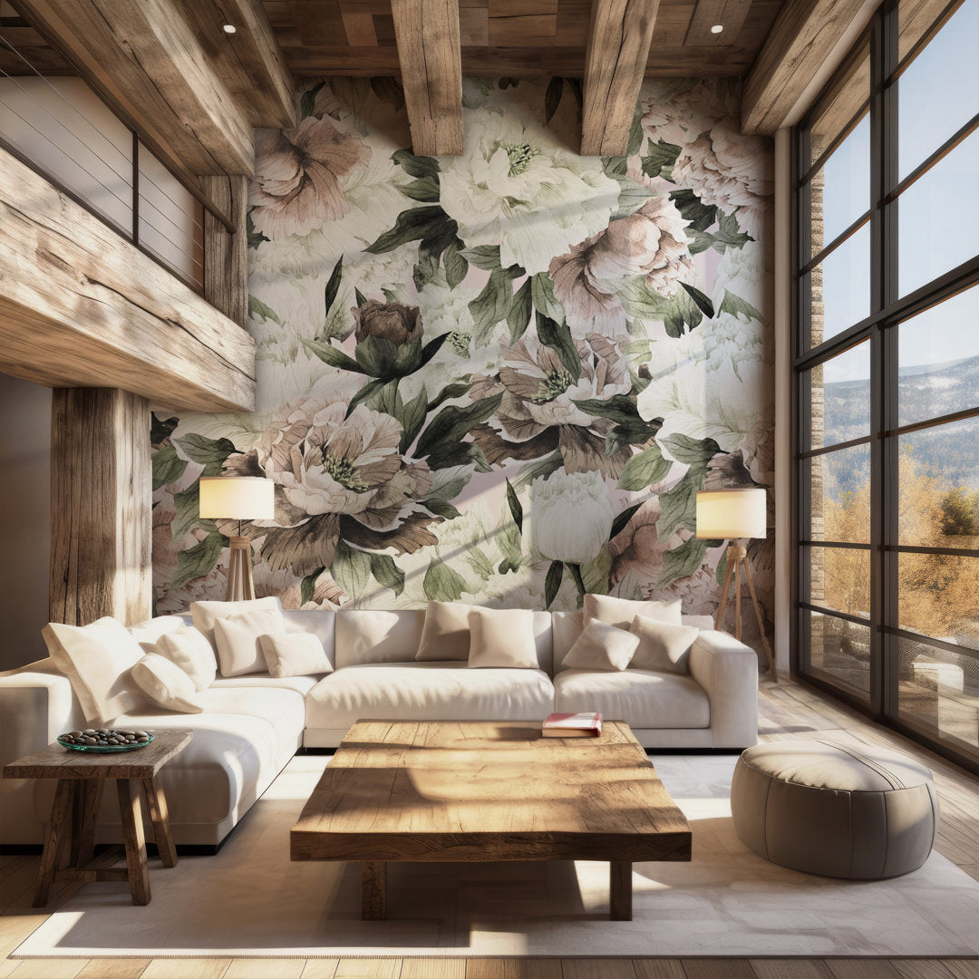 Hampton Removable Vintage Bouquet Peonies 10.4167' L x 125" W Peel and Stick Wallpaper Roll House of Hampton®