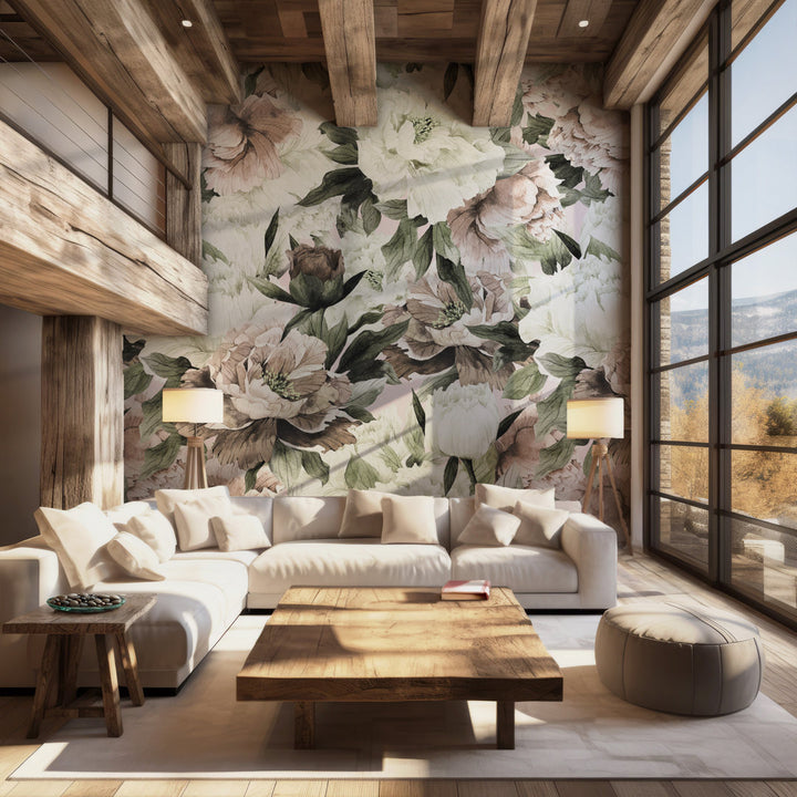 Hampton Removable Vintage Bouquet Peonies 10.4167' L x 125" W Peel and Stick Wallpaper Roll House of Hampton®