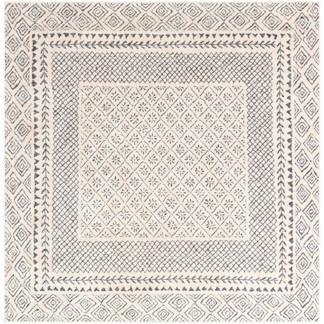 Calvo Light Beige/Charcoal Area Rug Wade Logan® Rug Size: Square 5'3"