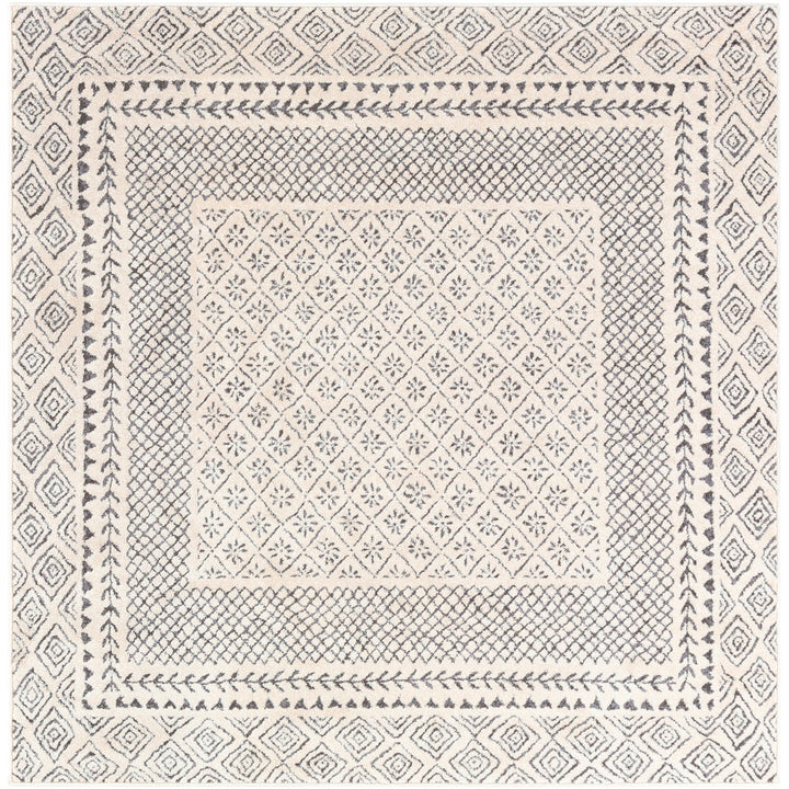 Calvo Light Beige/Charcoal Area Rug Wade Logan® Rug Size: Square 5'3"