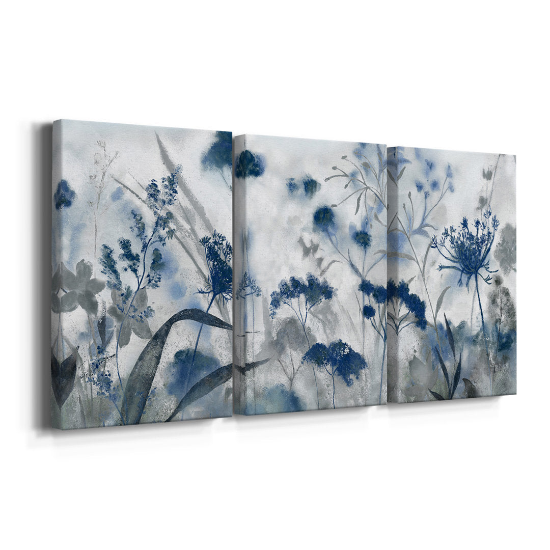 Inky Indigo - 3 Piece Picture Frame Print on Canvas Lark Manor™ Size: 36" H x 72" W x 1" D