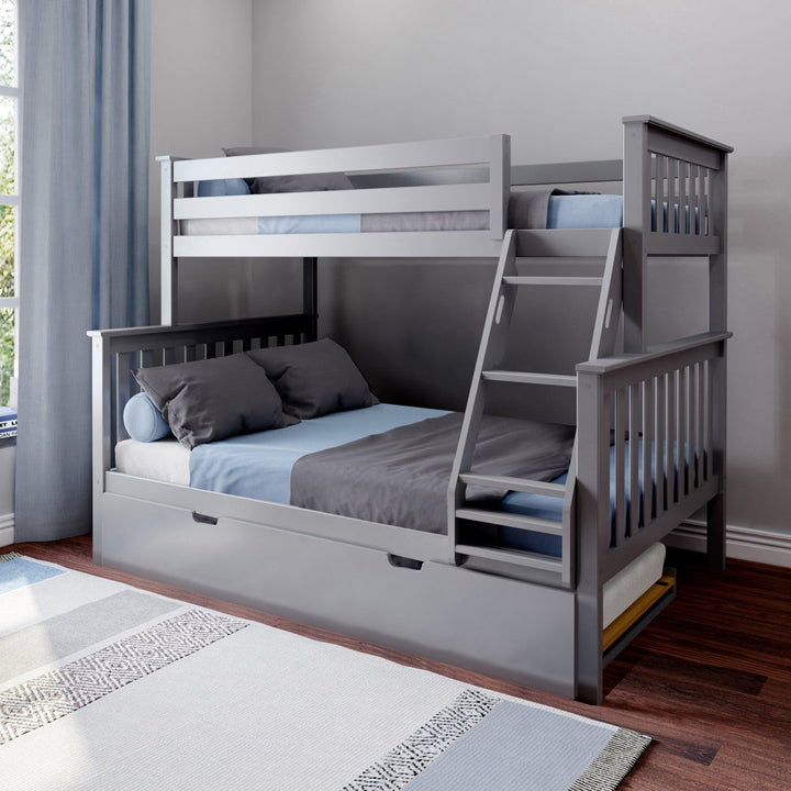 Bolles Solid Wood Standard Bunk Bed with Trundle Harriet Bee Bed Frame Color: Gray Size: Twin over Full