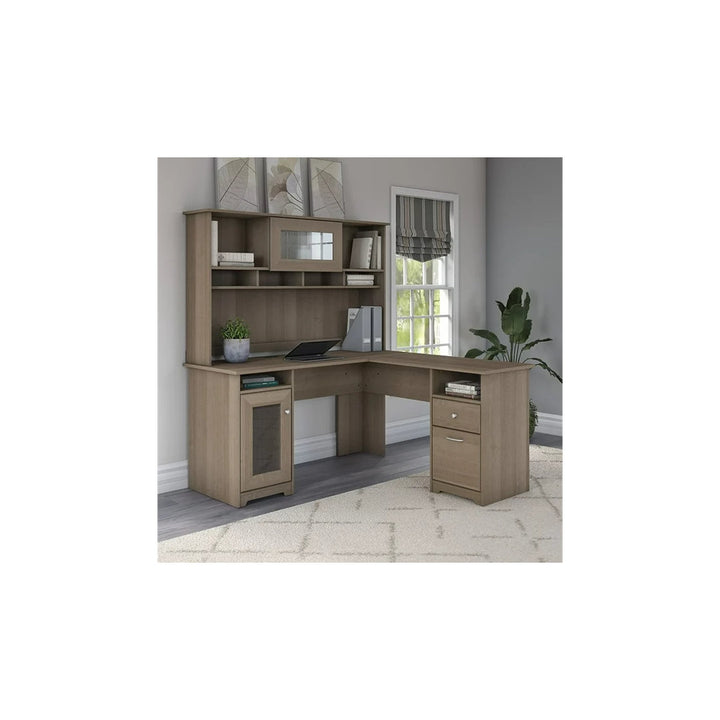 Shelonda L-Shape Executive Desk with Hutch Latitude Run® Color: Ash Gray
