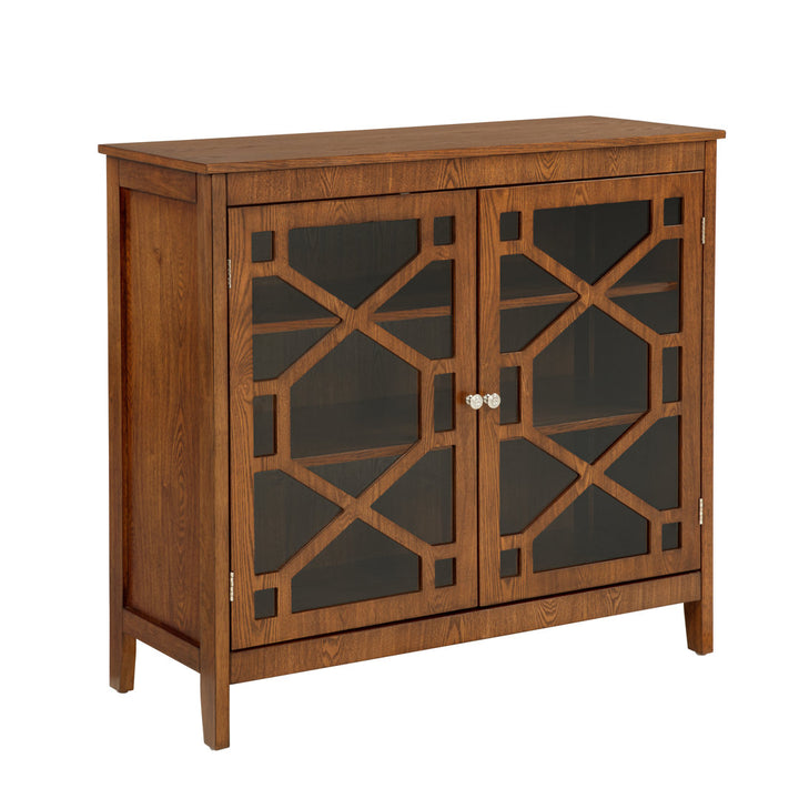 Fiama 38" Three Shelf Accent Cabinet with Two Glass Doors Red Barrel Studio® Color: Brown