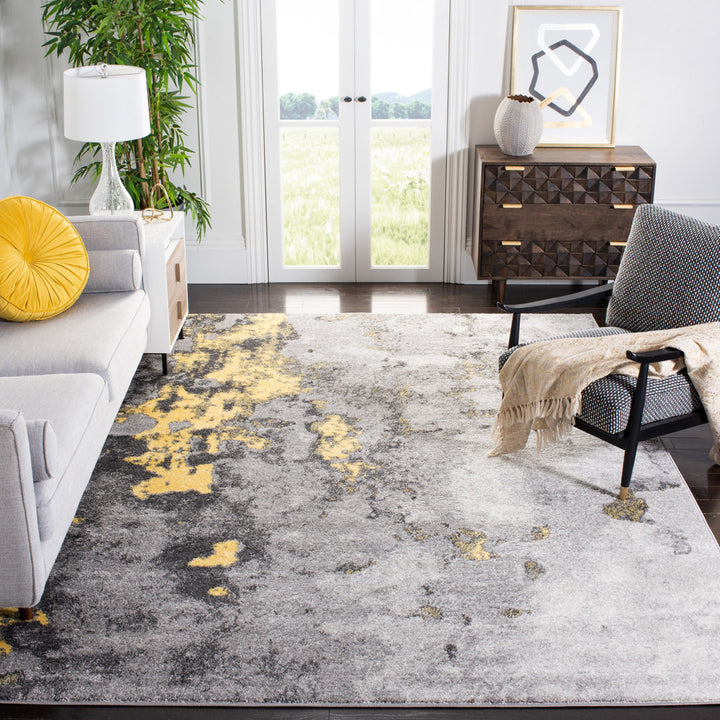 Riebe Abstract Power Loom Polypropylene Area Rug in Gray/Yellow Trent Austin Design® Rug Size: Rectangle 9' x 12'