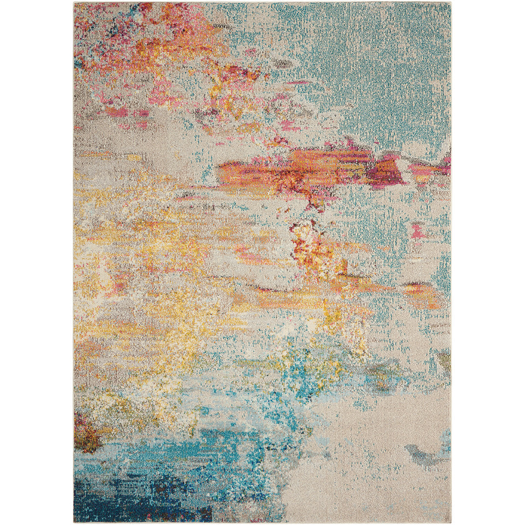 Adrihana Abstract Blue/Yellow Area Rug Williston Forge Rug Size: Rectangle 3'11" x 5'11"