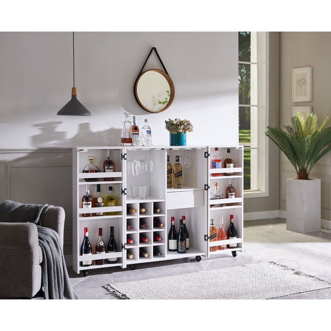 Yessine 31.5'' Bar Cabinet Ebern Designs Color: White