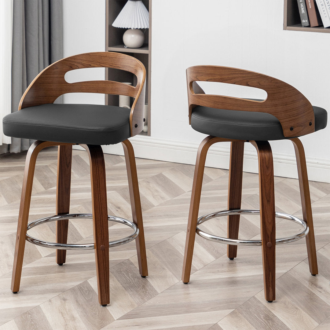 Mahtab Swivel Counter & Bar Stool (Set of 2) Corrigan Studio® Seat Height: Counter Stool = 25.59” Seat Height, Upholstery: Black Faux Leather