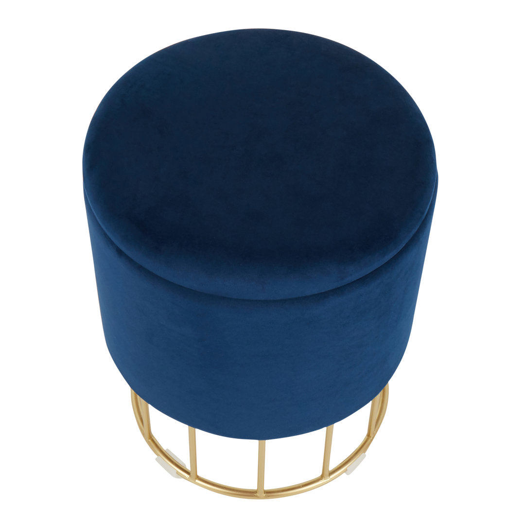Aleena 13.5" Wide Velvet Round Storage Ottoman Etta Avenue™ Upholstery Color: Blue