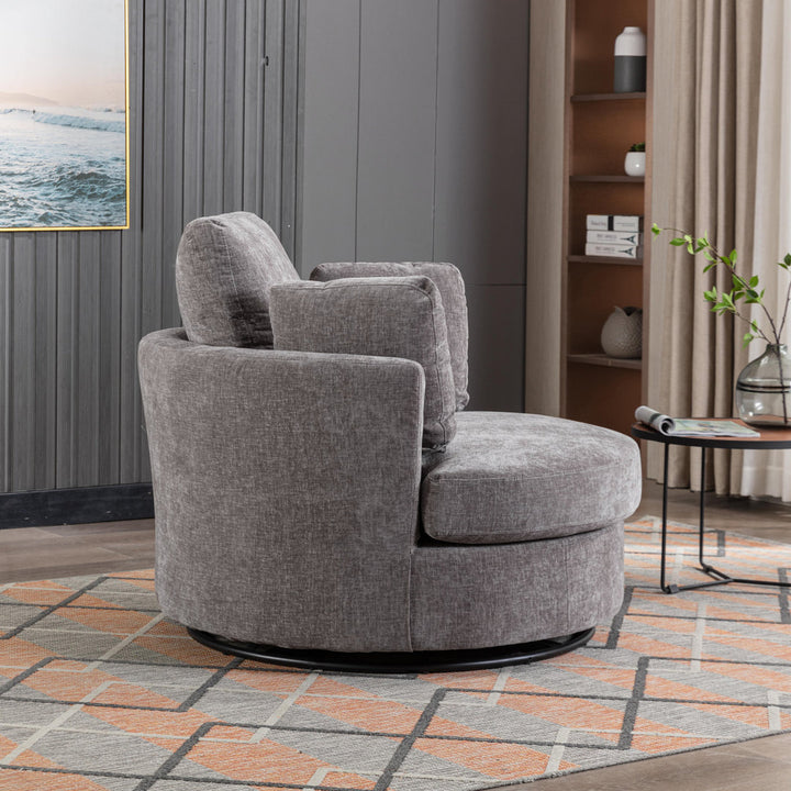 Achorn 42.26" W Polyester Recessed Arm Slipcovered Swivel Barrel Chair Hokku Designs Fabric: Gray Polyester