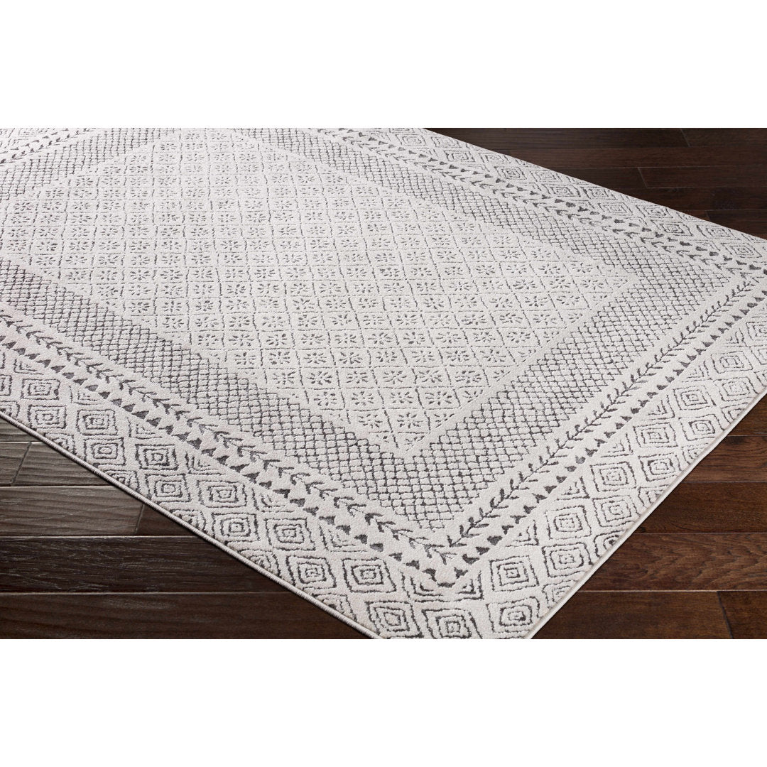 Calvo Light Beige/Charcoal Area Rug Wade Logan® Rug Size: Square 5'3"