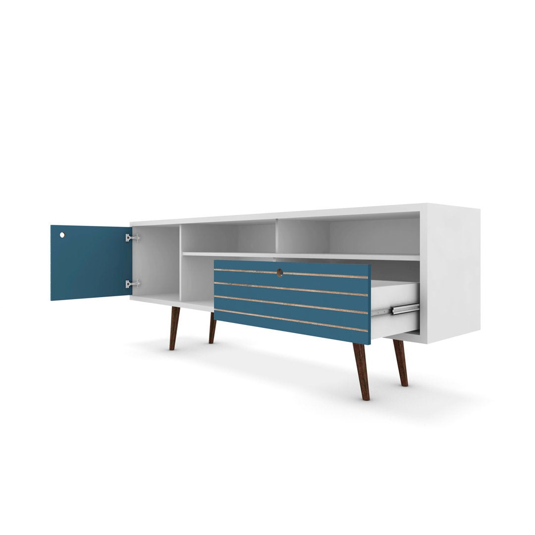 Darryl TV Stand Zipcode Design™ Color: White/Aqua Blue