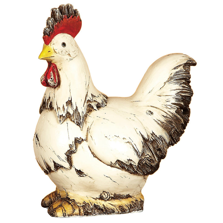 Mabank Polystone Indoor Outdoor Rooster Decorative White Garden Sculpture Birch Lane™