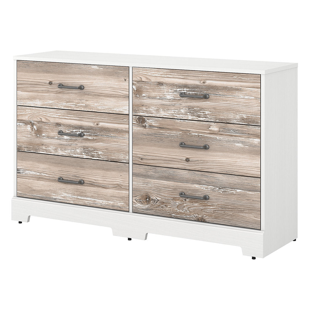 Torkelson River Brook 6 Drawer Double Dresser Ebern Designs Color: White Suede Oak/Barnwood
