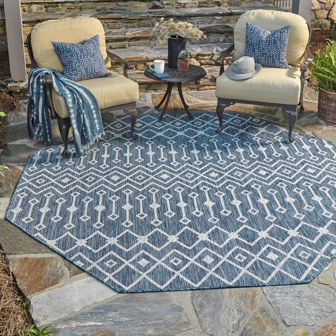 Innsbrook Southwestern Power Loom Teal Indoor/Outdoor Area Rug Laurel Foundry Modern Farmhouse® Rug Size: Octagon 4' x 4'