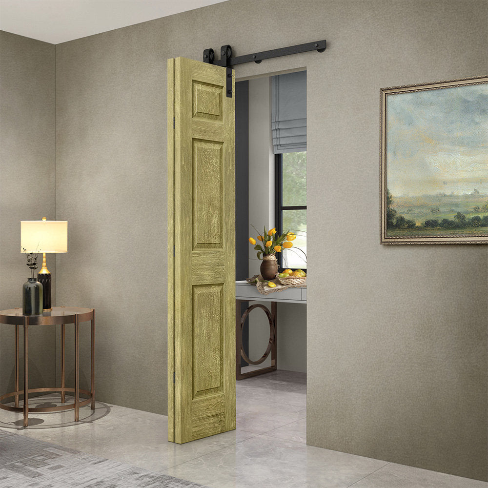 Paneled MDF Composite Bifold Barn Door with Installation Hardware Kit Calhome Size: 24" x 80" Finish: Antique Gold