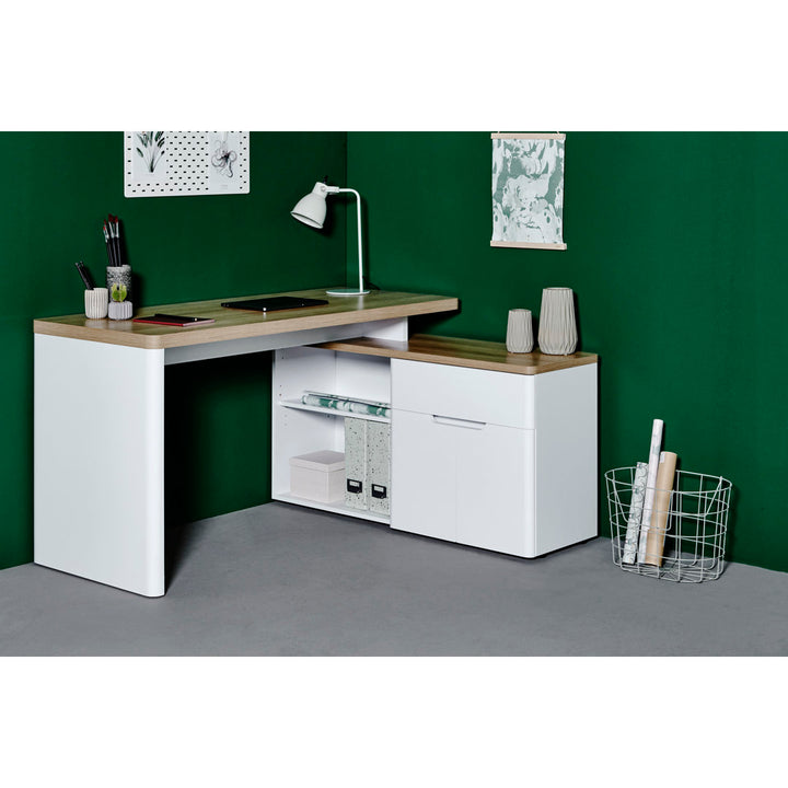 Cuuba Libre L-Shape Desk East Urban Home Color: Riviera Oak White