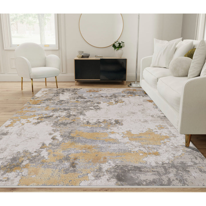 Annya Modern Abstract Power Loom Gold/Birch Rug Lark Manor™ Rug Size: Rectangle 10' x 13'2"