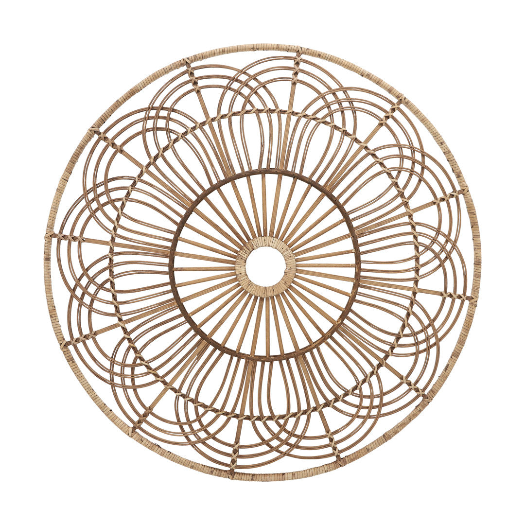 36-inch Round Wicker Brown Hanging Wall Decor - A Contemporary Rustic Accent for Home or Office Mistana™