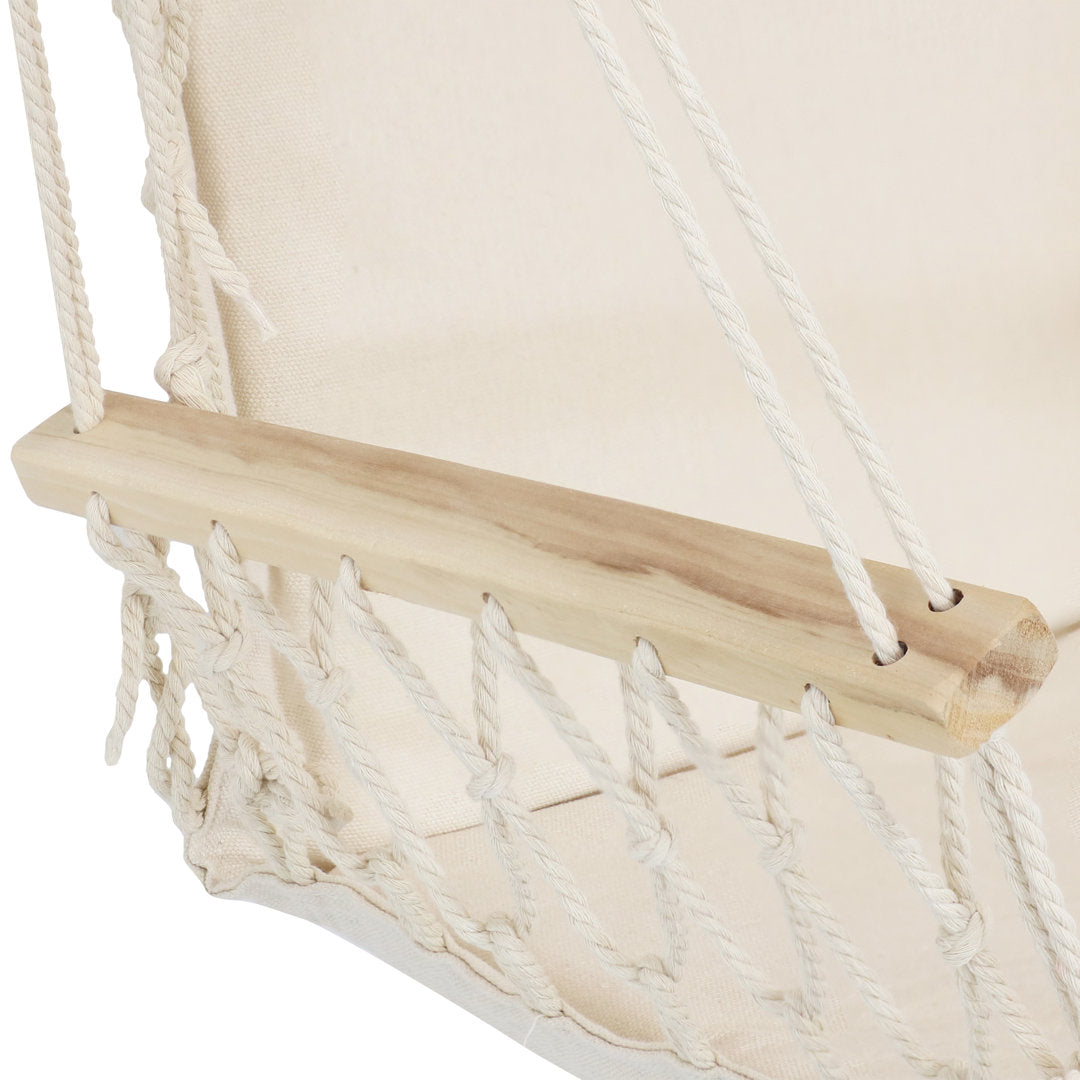 Jacklyn Polycotton Indoor or Outdoor Hammock Hanging Chair with Armrests - Natural Dakota Fields