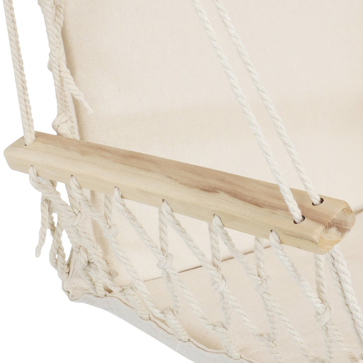 Jacklyn Polycotton Indoor or Outdoor Hammock Hanging Chair with Armrests - Natural Dakota Fields