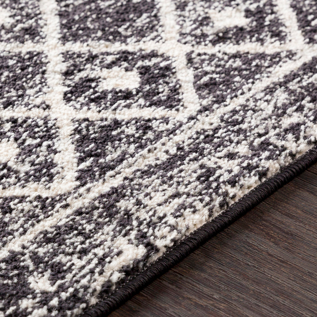 Lashavia Machine Woven Ivory/Dark Charcoal Area Rug Union Rustic Rug Size: Round 7'10"
