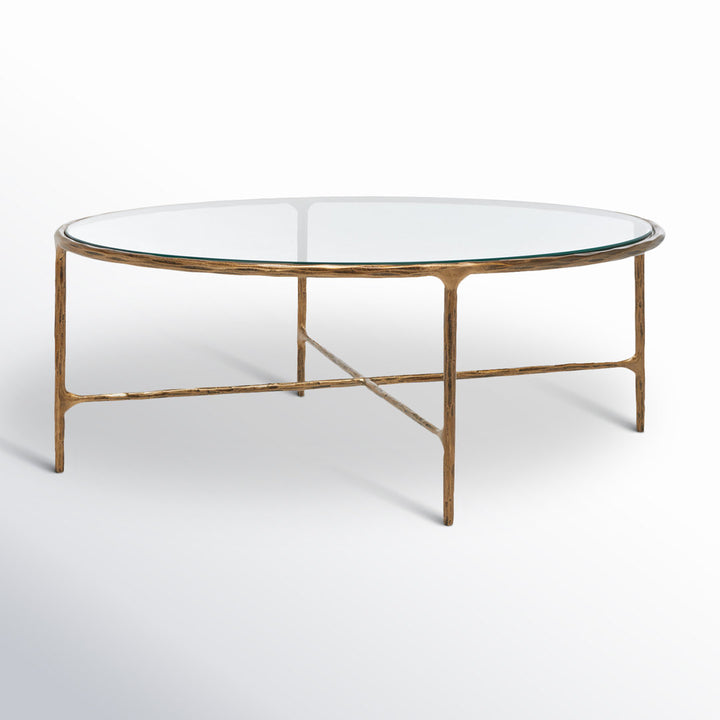 Evelynn 4 Legs Coffee Table Joss & Main Table Base Color: Brass, Table Top Color: Clear