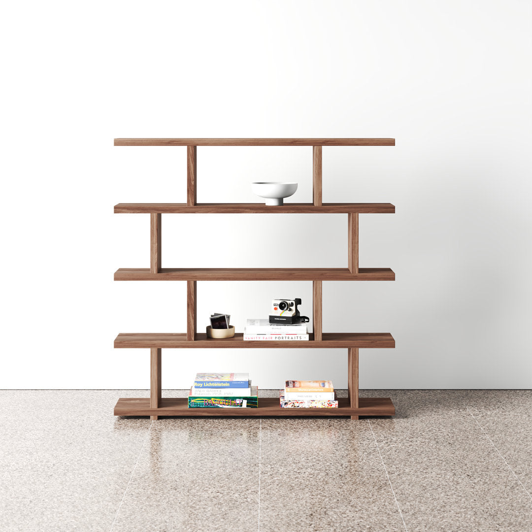 Annora 63" H x 63" W Geometric Bookcase AllModern Color: Walnut