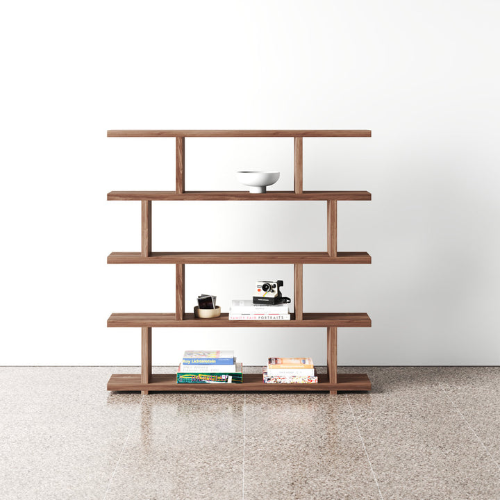Annora 63" H x 63" W Geometric Bookcase AllModern Color: Walnut