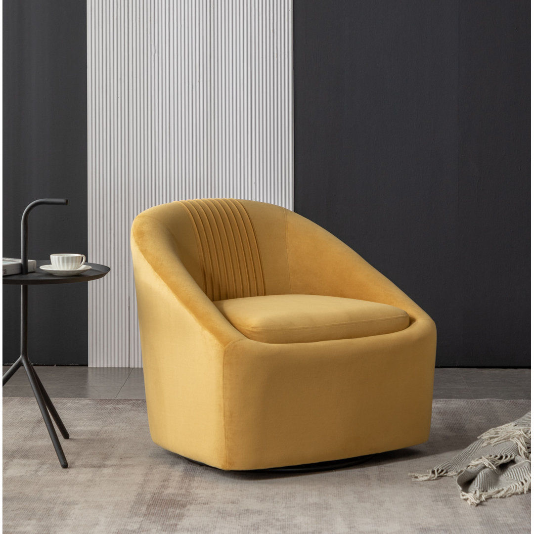 Arrun 28" W Velvet Swivel Barrel Chair (Set of 2) Wade Logan® Fabric: Yellow Velvet