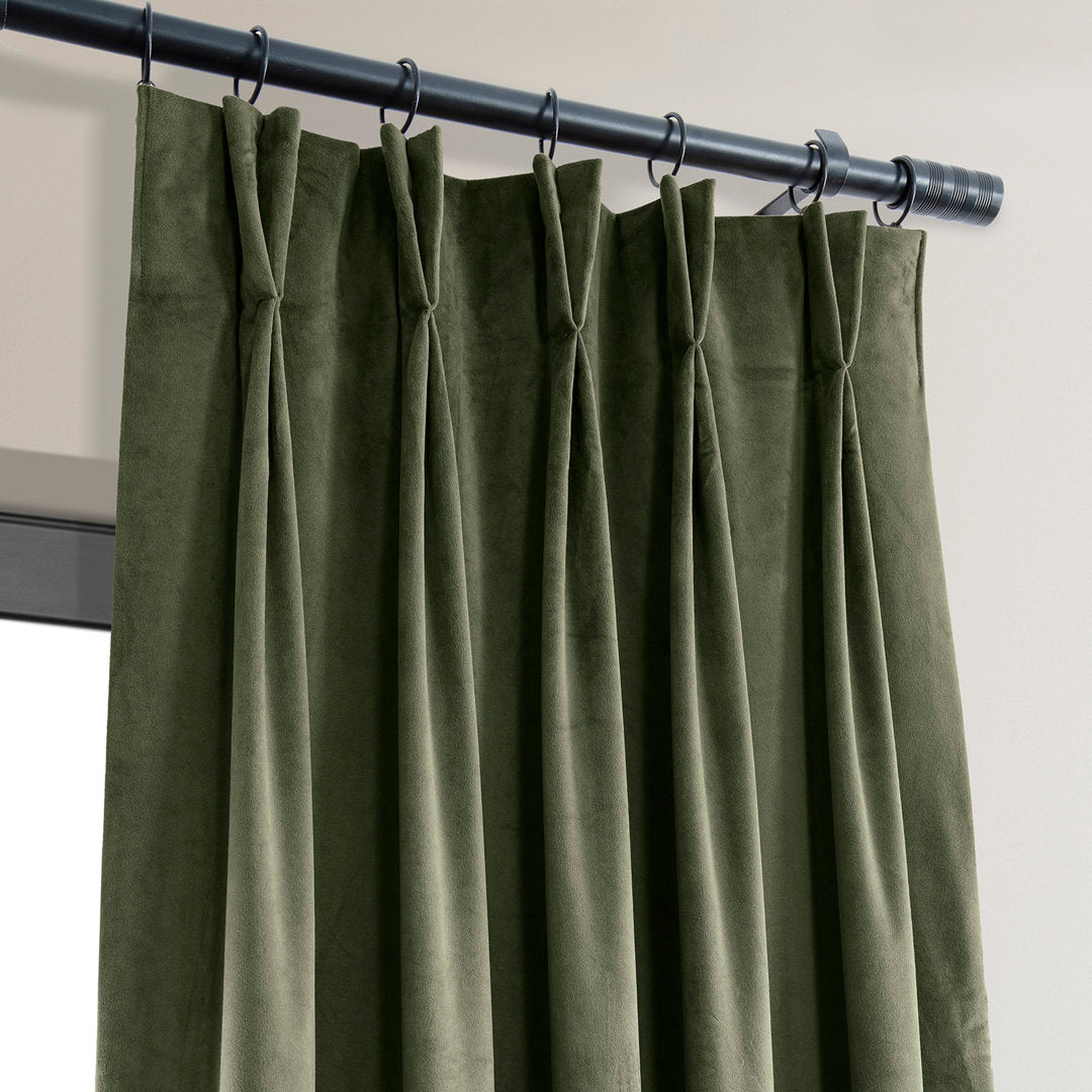 Balone French Pleated Signature Velvet Thermal Lined 100% Blackout Curtains for Bedroom & Living Room Curtains Single Panel Darby Home Co Curtain Color: Hunter Green Size per Panel: 25" W x 108" L
