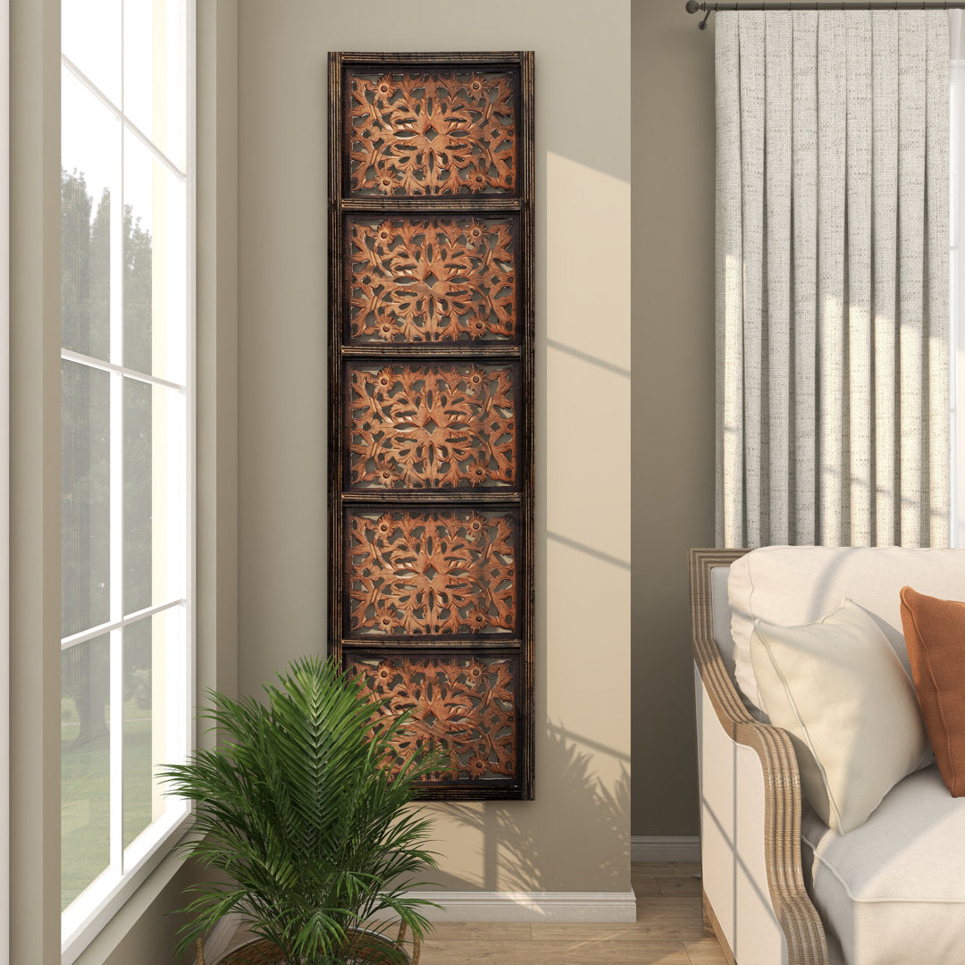 Dereona Wooden Handmade Intricately Carved Floral Home Wall Decor Bungalow Rose
