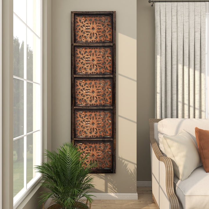 Dereona Wooden Handmade Intricately Carved Floral Home Wall Decor Bungalow Rose