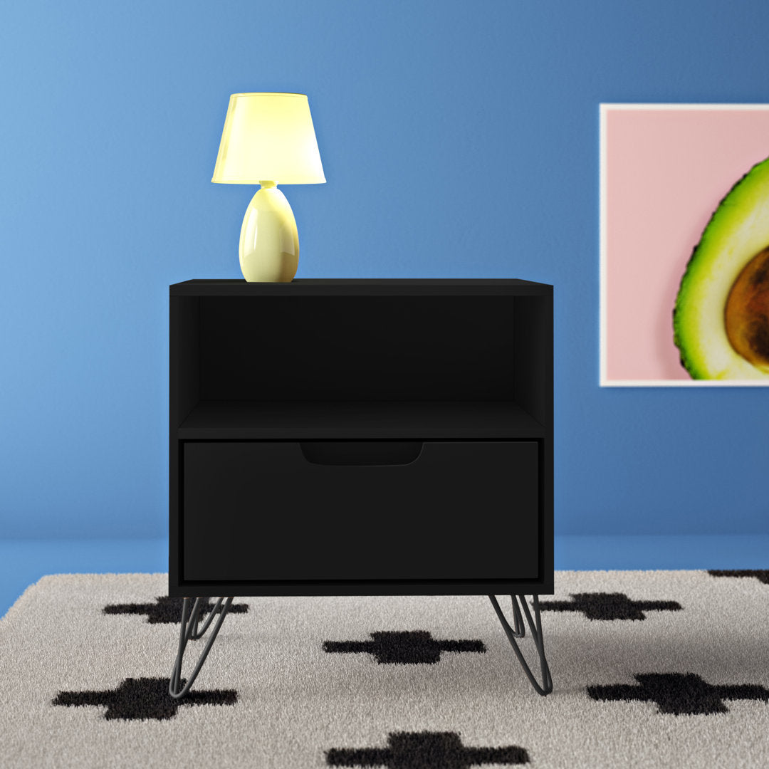 Darbie Drawer Nightstand Zipcode Design™ Color: Black Quantity: Set of 2