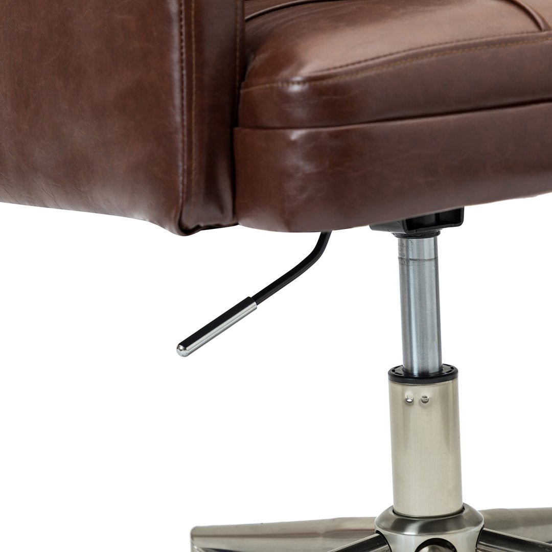 Auric Mid-Century Modern Vegan Leather Height-Adjustable Swivel Office Chair Wade Logan® Upholstery Color: Brown