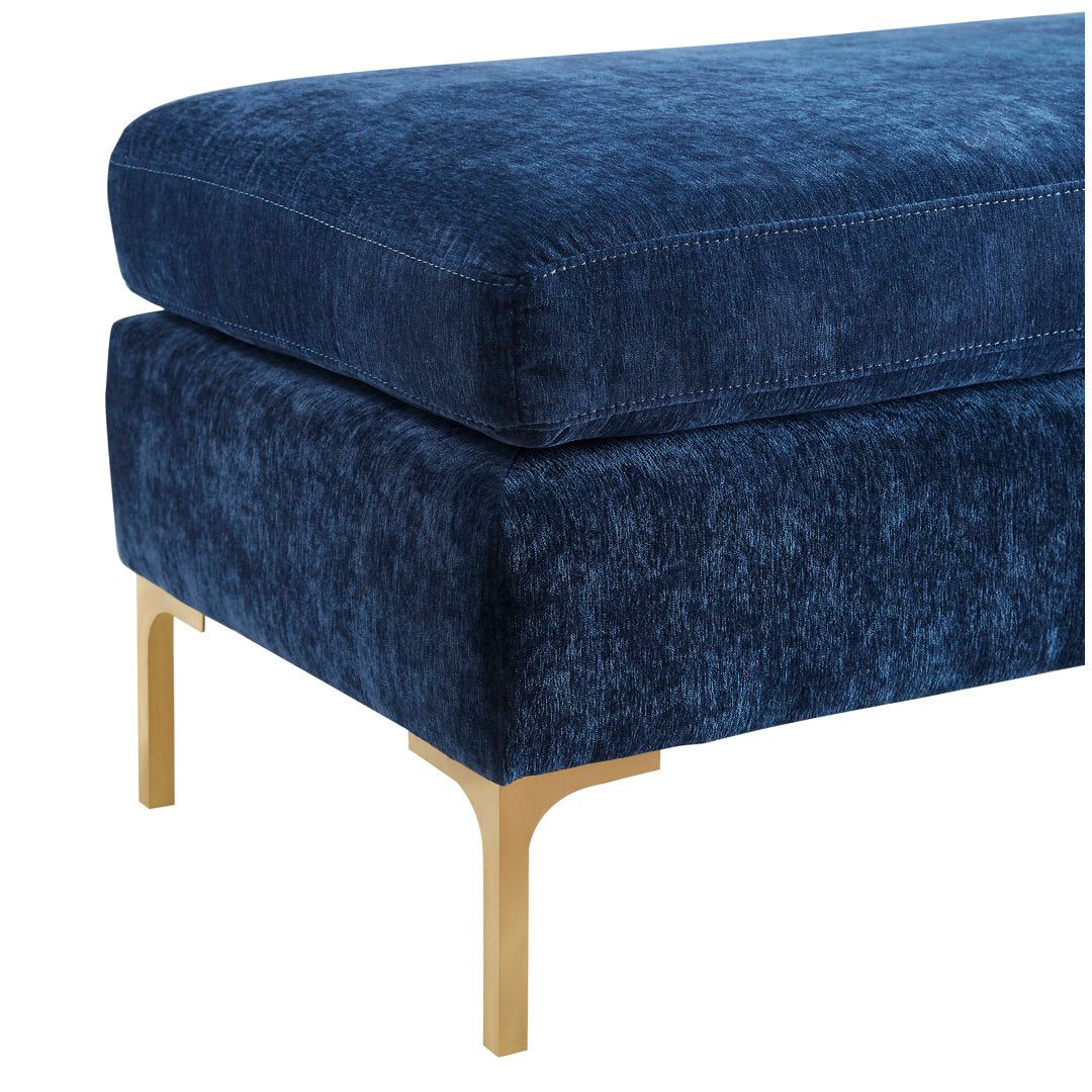 Baye Upholstered Bench AllModern Color: Navy Blue Velvet
