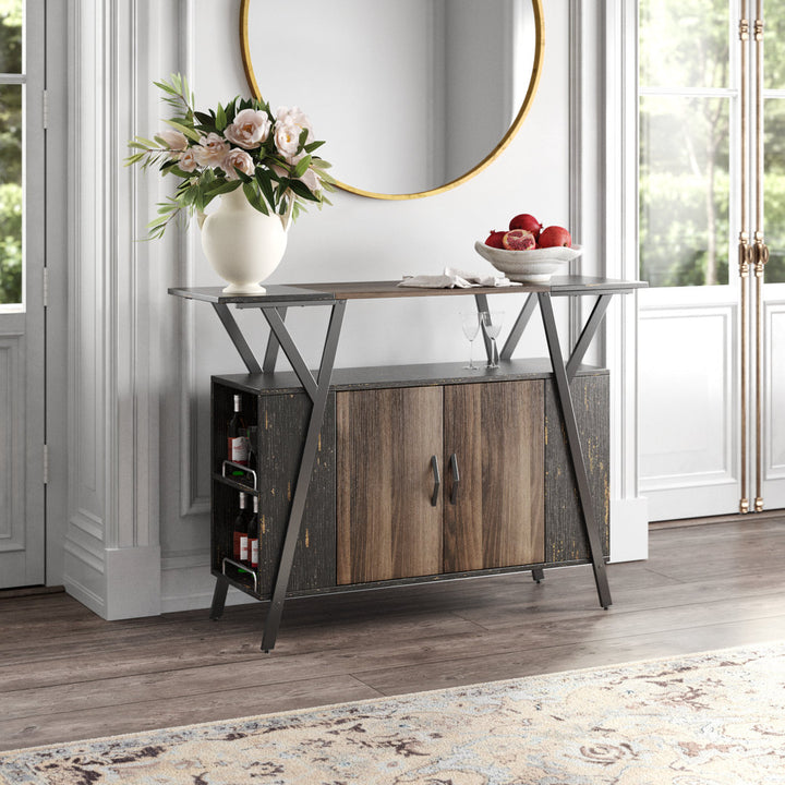 Marin 47 " Kitchen Island Open Sheves, Coffee Bar Cabinet Buffet Table Kitchen Sideboard Kelly Clarkson Home Base Finish: Dark Walnut