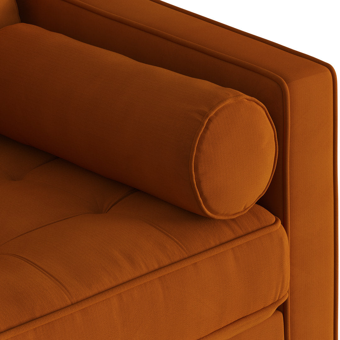 Geo 84" Upholstered Sofa AllModern Fabric: Bella Burnt Orange Performance Velvet