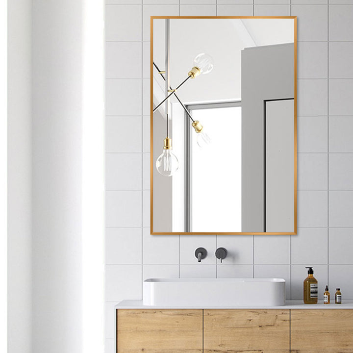 Beunca Metal Framed Bathroom Vanity Mirror Winston Porter Size: 38" x 26" Finish: Gold