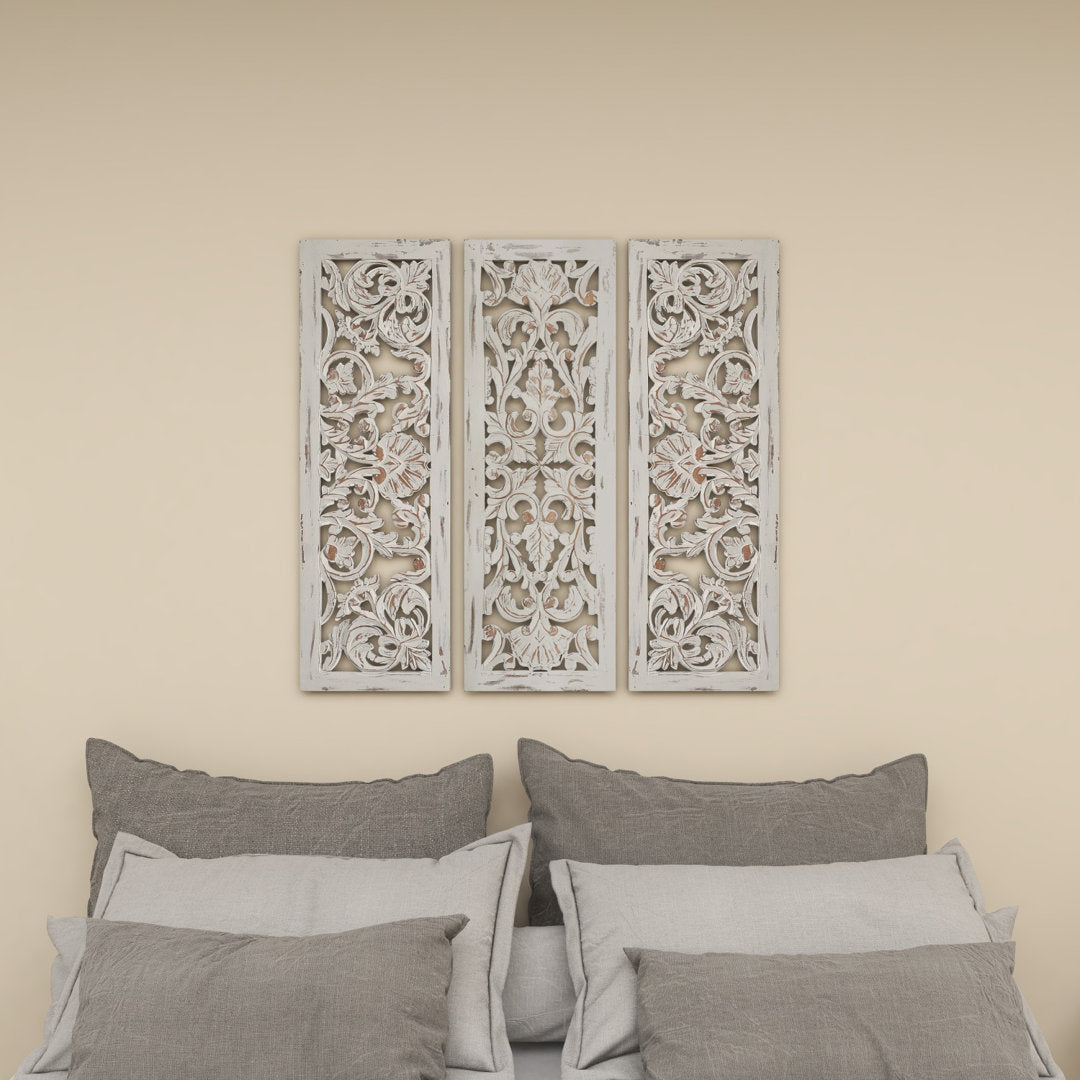 Wooden Handmade Intricately Carved Floral Home Wall Decor Kelly Clarkson Home