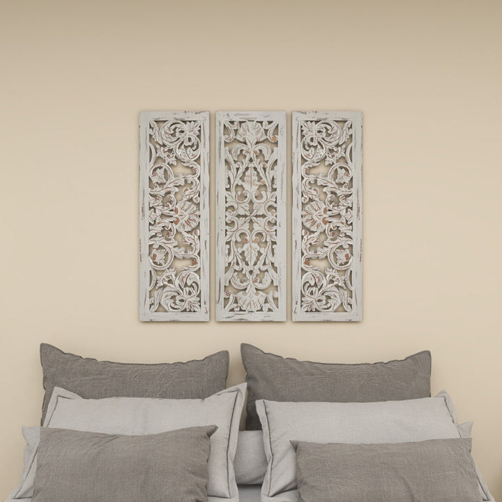 Wooden Handmade Intricately Carved Floral Home Wall Decor Kelly Clarkson Home