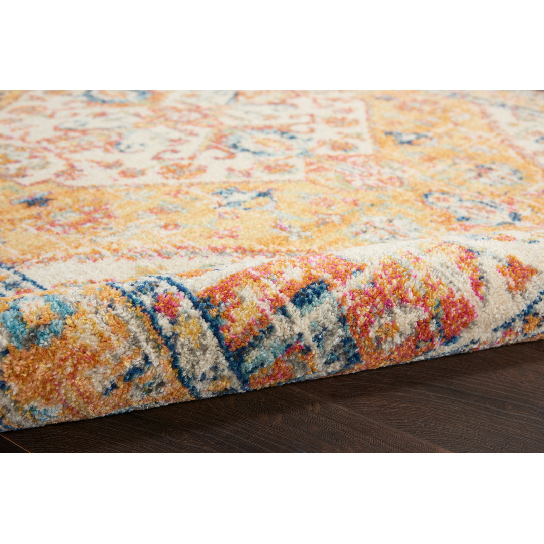 Baylee Oriental Yellow/Ivory Area Rug Kelly Clarkson Home Rug Size: Round 5'3"