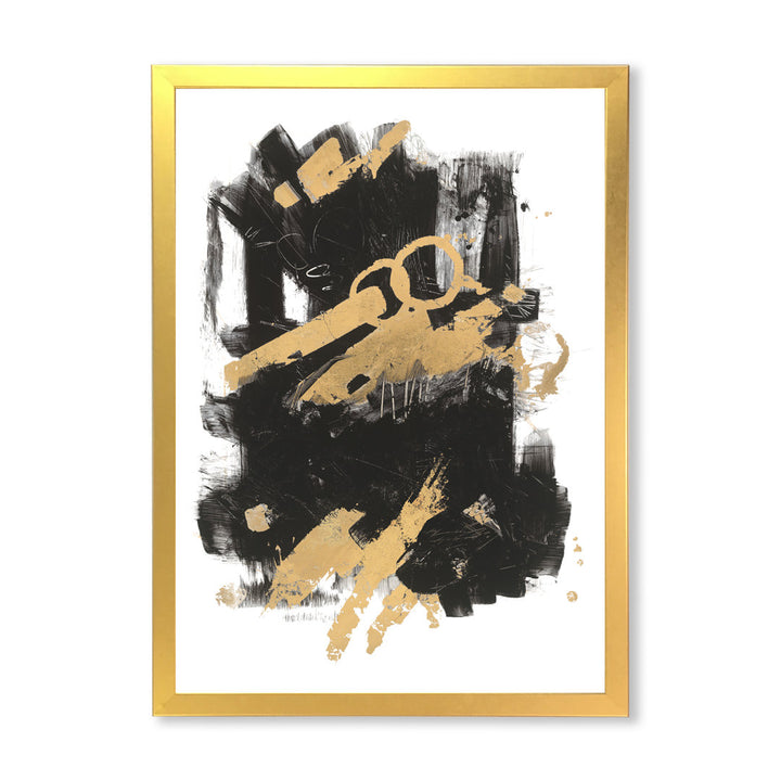Gold and Black Drift I' Picture Frame Print on Canvas East Urban Home Size: 40" H x 30" W x 1.5" D Format: Gold Framed