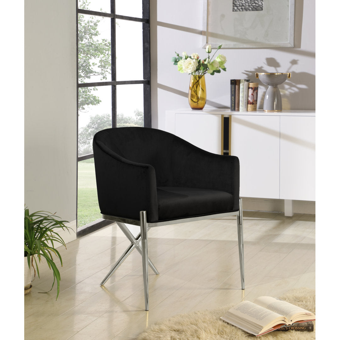 Niko Upholstered Dining Chair Willa Arlo™ Interiors Upholstery Color: Living Black Velvet, Leg Color: Chrome