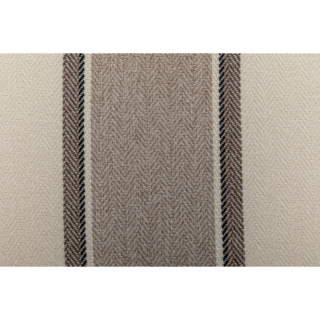 Ohman 16.5'' Wide Square Cube Ottoman Mercury Row® Leg Color: Black Body Fabric: Brown and White Striped Twill