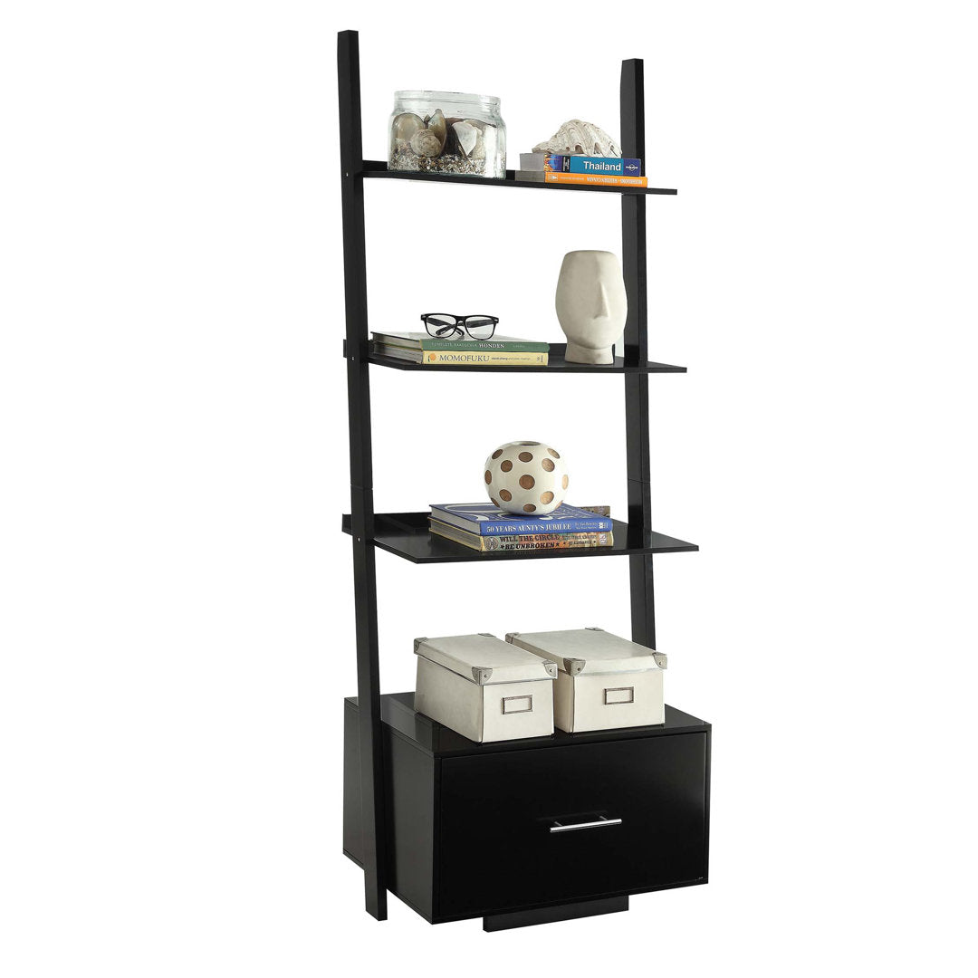 69'' H x 24.75'' W Solid Wood Ladder Bookcase Ebern Designs Color: Black