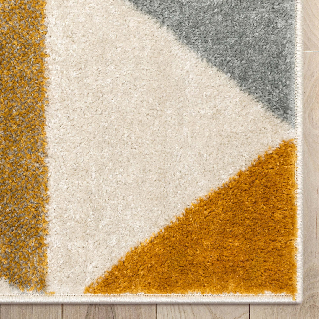 Rubino Modern Geometric White/Yellow Area Rug Wrought Studio™ Rug Size: Rectangle 9'3" x 12'3"