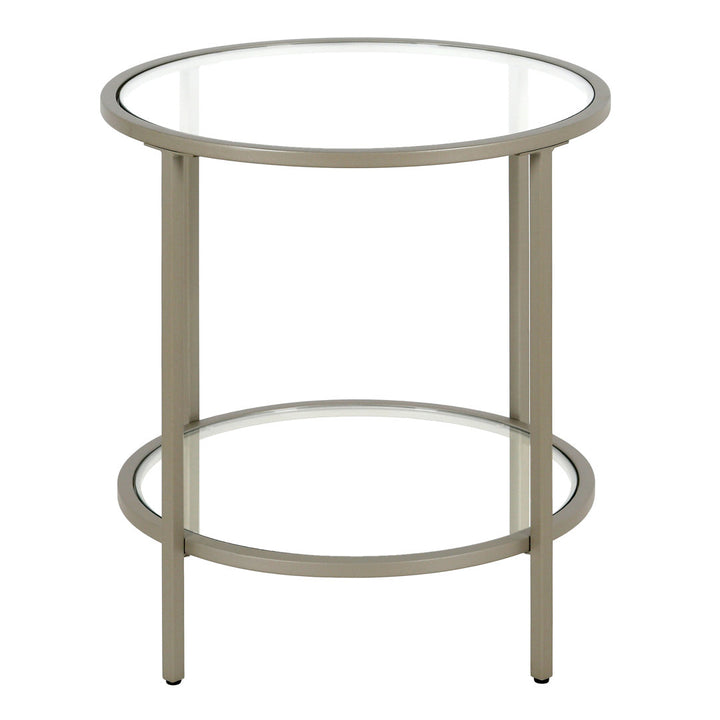 Ceno Glass End Table with Storage Wade Logan® Table Base Color: Satin Nickel