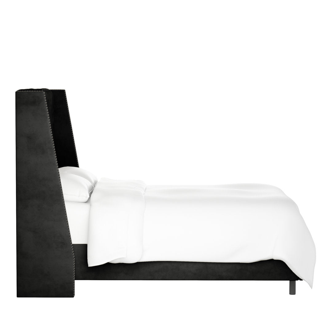Annabel Upholstered Wingback Bed Kelly Clarkson Home Size: Full Body Fabric: Classic Black Performance Velvet